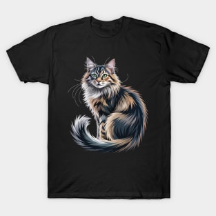Origami Art British Longhair Cat Highland Straight T-Shirt